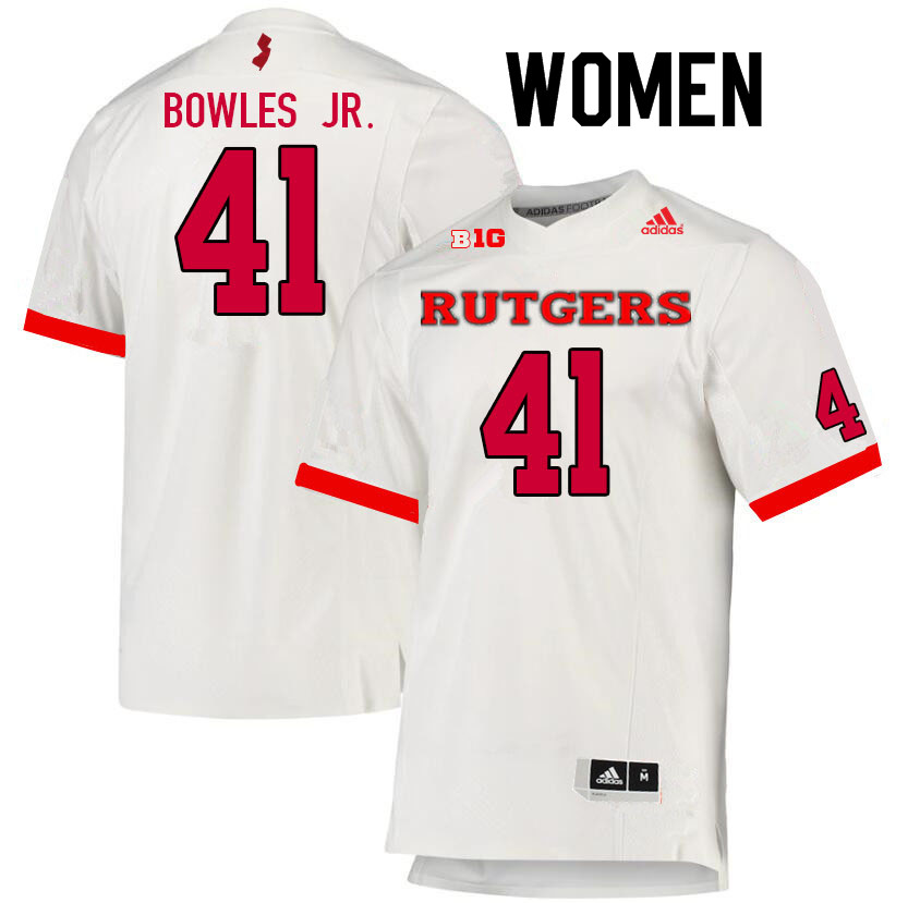 Women #41 Todd Bowles Jr. Rutgers Scarlet Knights College Football Jerseys Sale-White - Click Image to Close